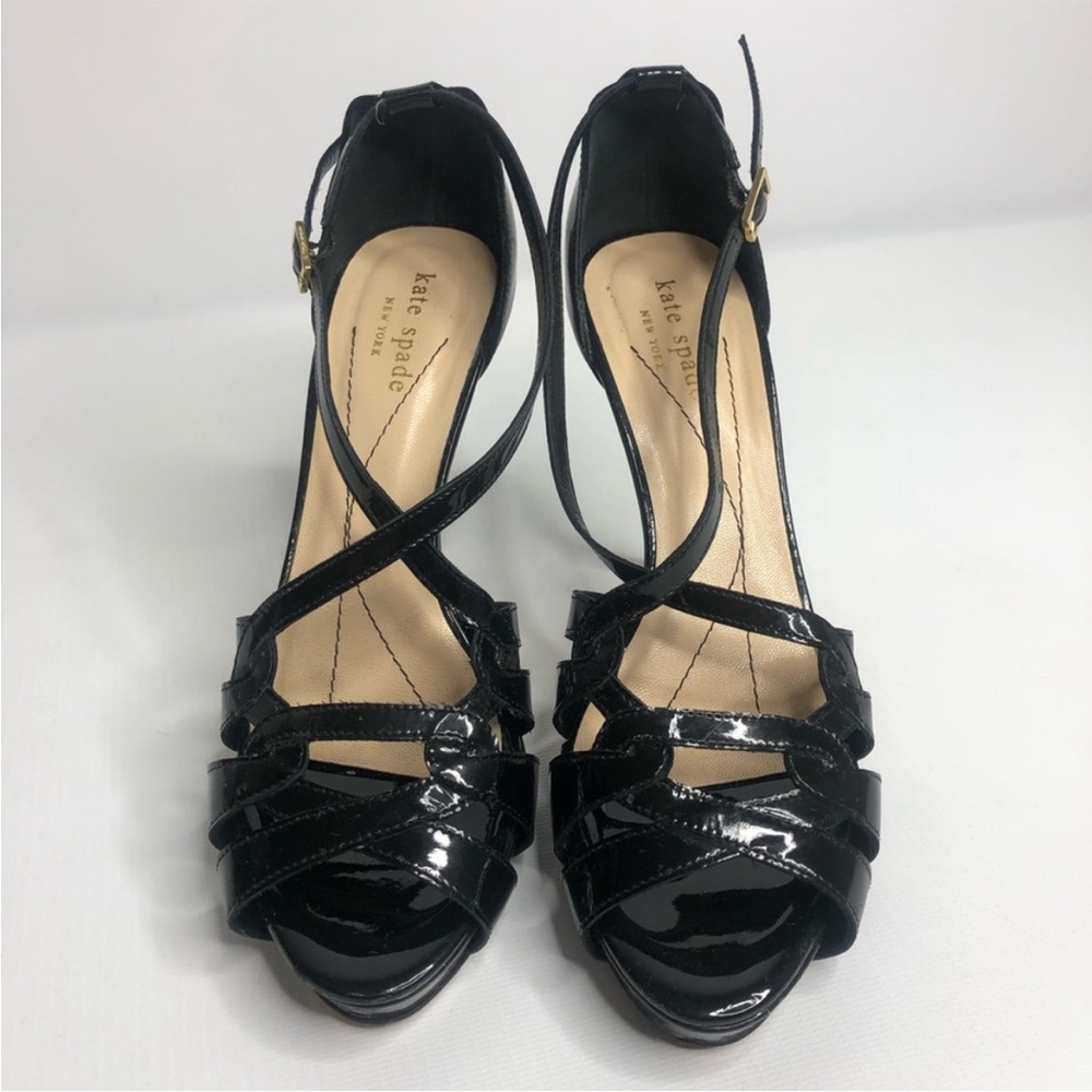 Kate Spade Shoes Black Patent Leather Strappy Heels - Picture 3 of 11